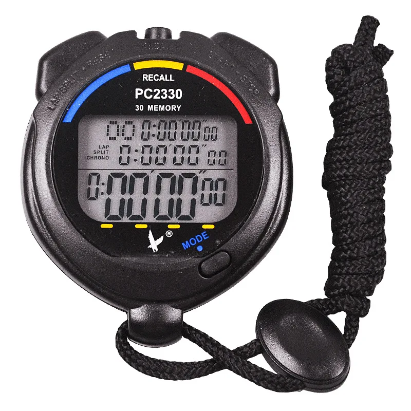 Tianfu stopwatch PC2330 three-row electronic timer coach referee track and field timing running watch 30 memory