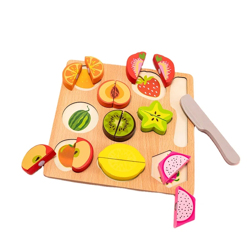Custom Toy Maker Wholesale Wooden Hand-on Skills Kitchenware Fruit Cutting Pretend Play Toy For Kids