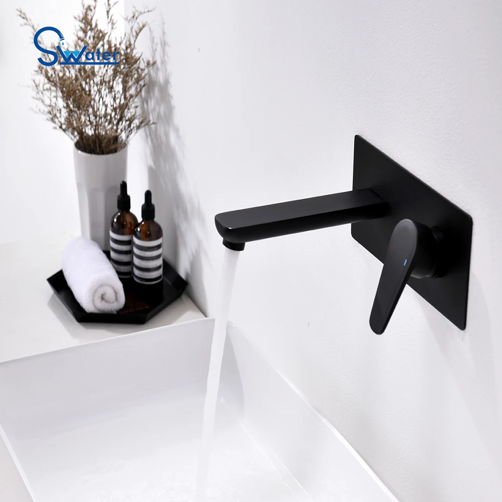 
Modern wall mounted hot and cold brass single hole single lever concealed wash basin mixer 
