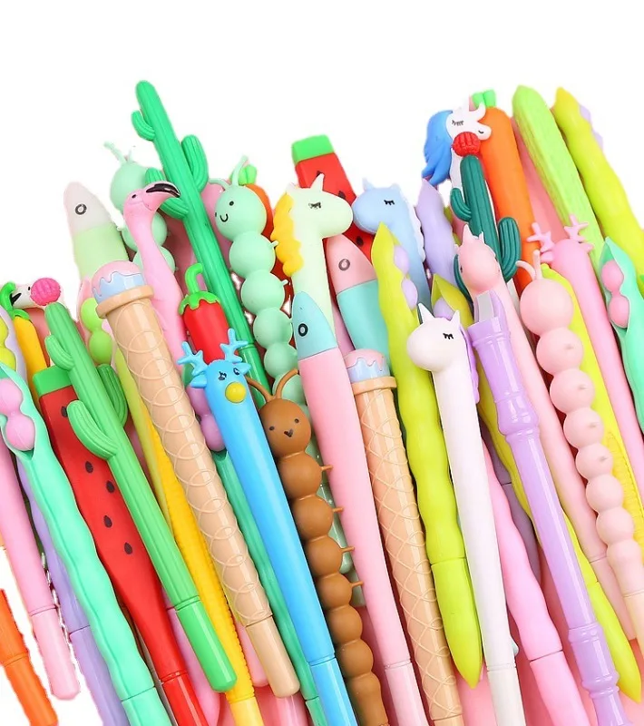 Cute Cartoon Styling Pen Girl Pink Neutral Pen Set Kawaii Pencil Bag School Transparent Pen Bag Stationery Box Set