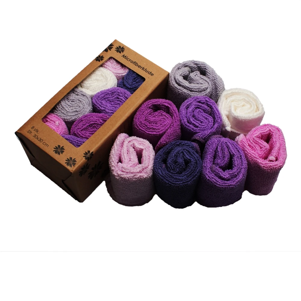 Custom Wholesale 300GSM Multifunction Streak Free Microfiber Cloth 30x30 8 Set