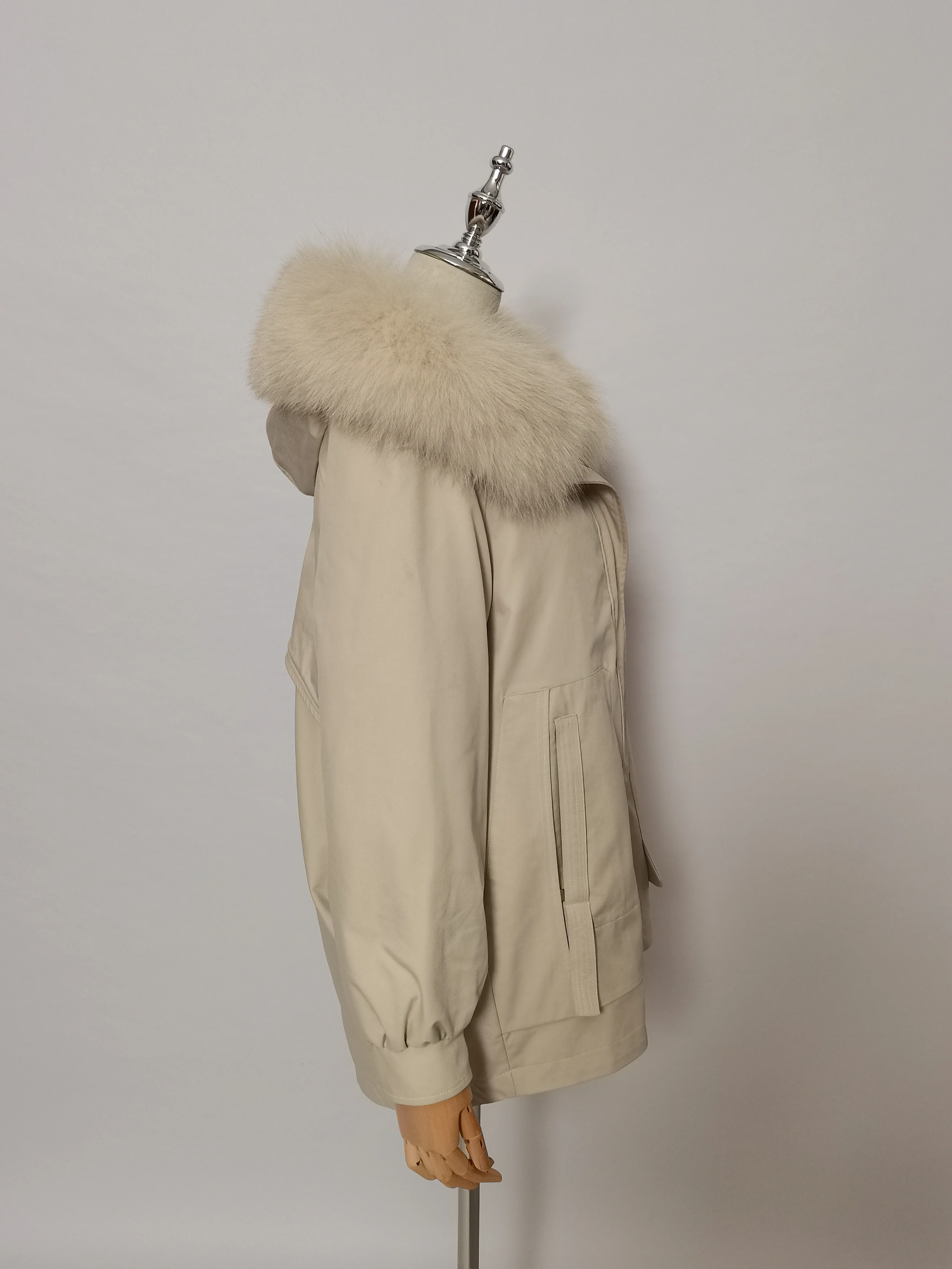 2021 winter new real fur coat jacket women fox fur hood trim warm  rabbit fur liner coat women parkas coat