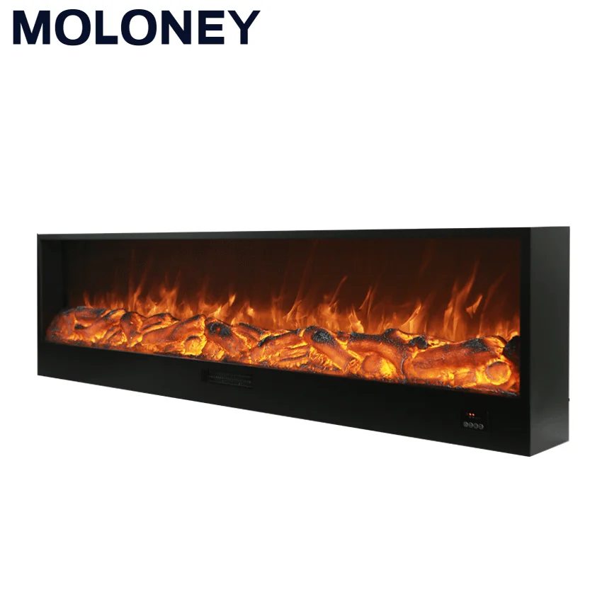 Best quality black frame realistic LED flame remote control stainless steel wall mounted electric fireplace