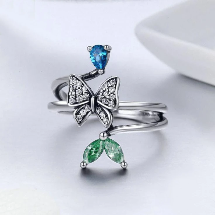 
whosesale collection Butterfly design ring silver sterling 925 jewelry butterfly jewellery 
