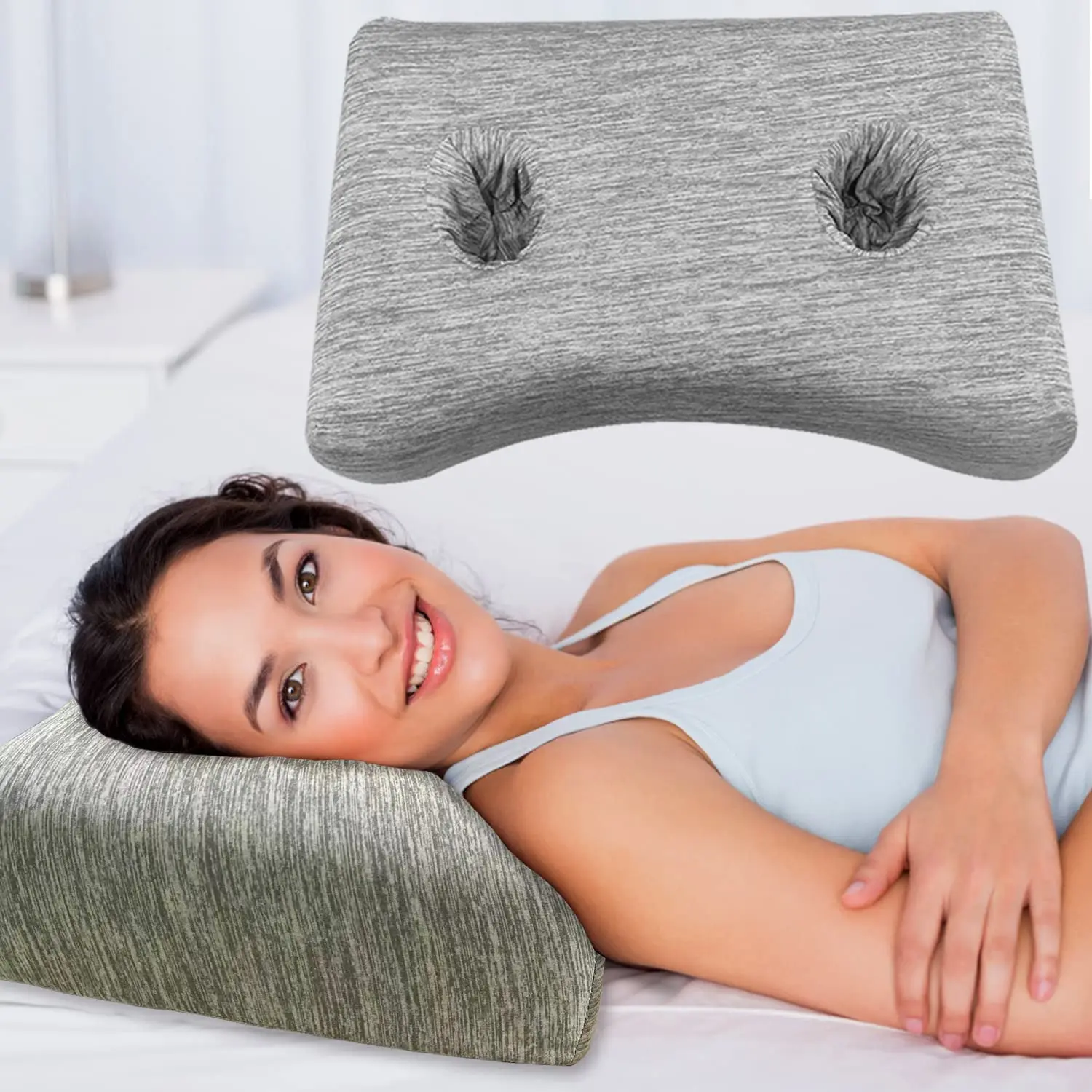 Sleeping Ear Pillow with Hole for Ear Pain, Ear Piercing Pillow for Ear Pain Relieving, Ear Hole Pillow