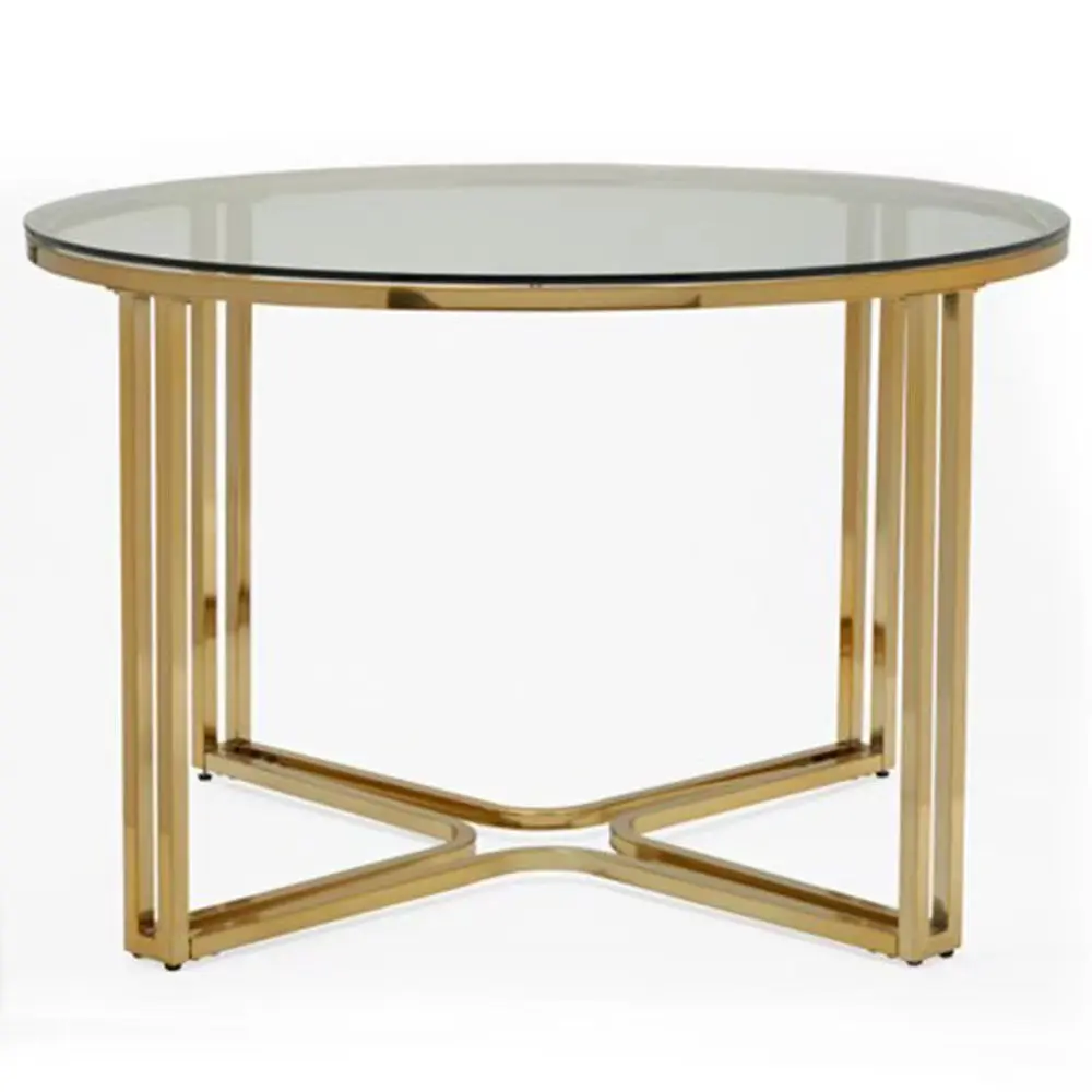 Made In China Superior Quality Round Room Living Room End Table Toughened Furniture Gold Stainless Steel End Table