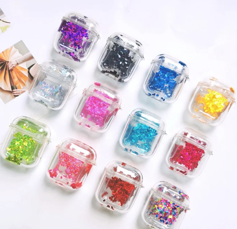 Free Shipping Clear Earphone Case For Airpods 2 1 Pro Laser Sequin Quicksand Liquid Shell Transparent