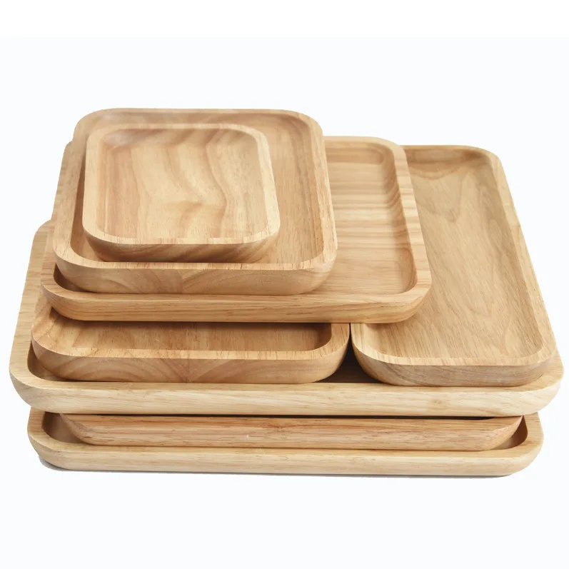 Wholesale simple design hotel kitchen supplies Chinese solid wood tray bamboo carved tray