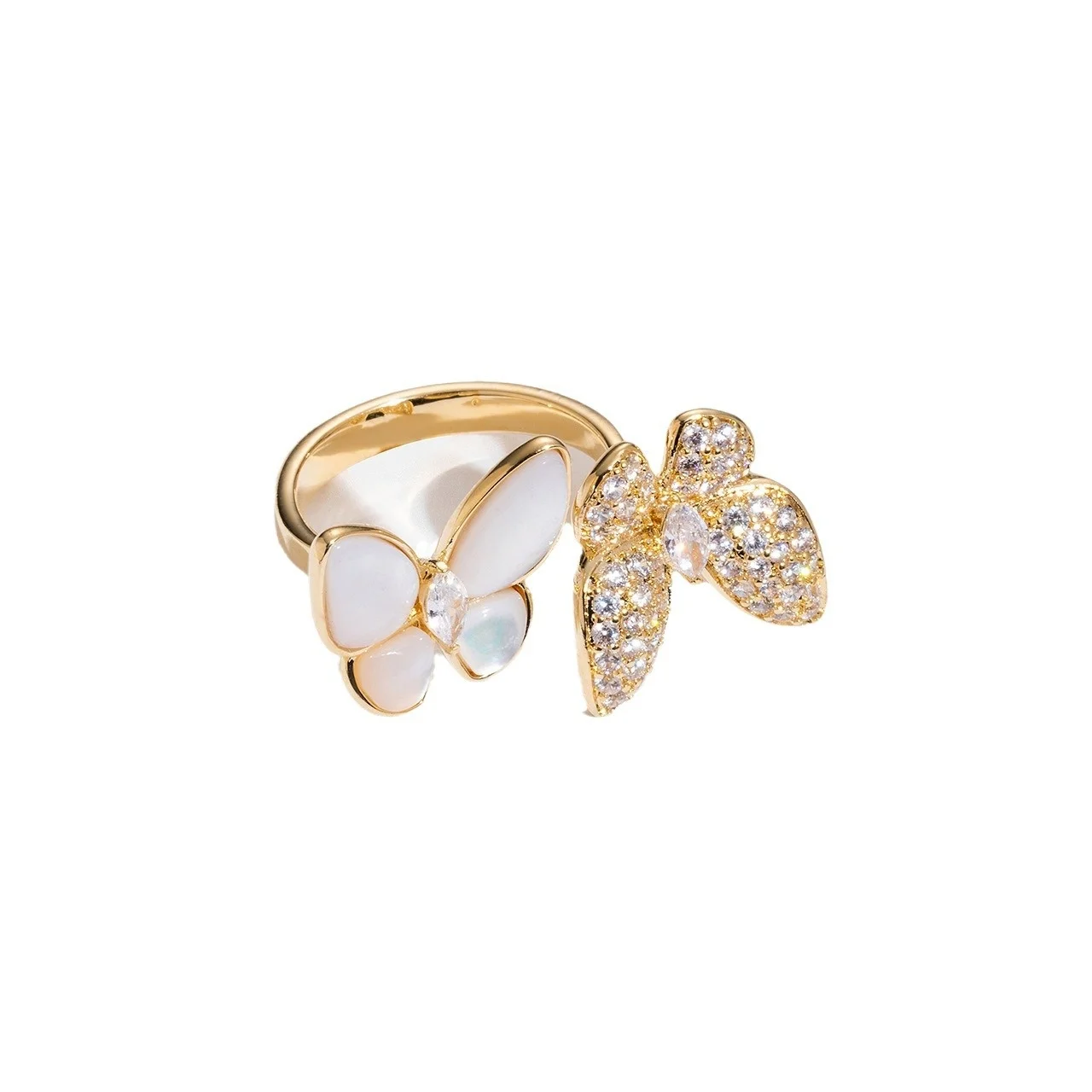 Hot selling classic fashion butterfly modelling opening design jewelry rings for woman