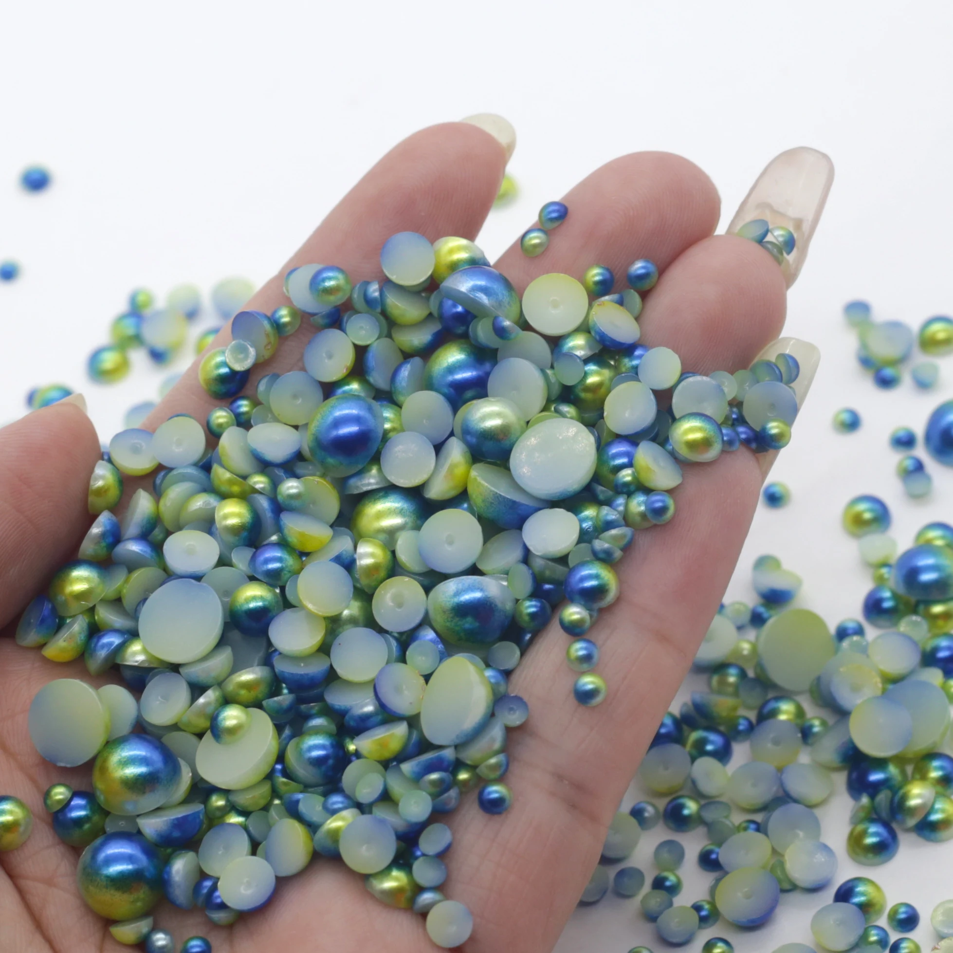 XULIN Free Sample Custom Size Color 1.5mm-10mm Mix Flat Back White Pearl For Nail Decoration