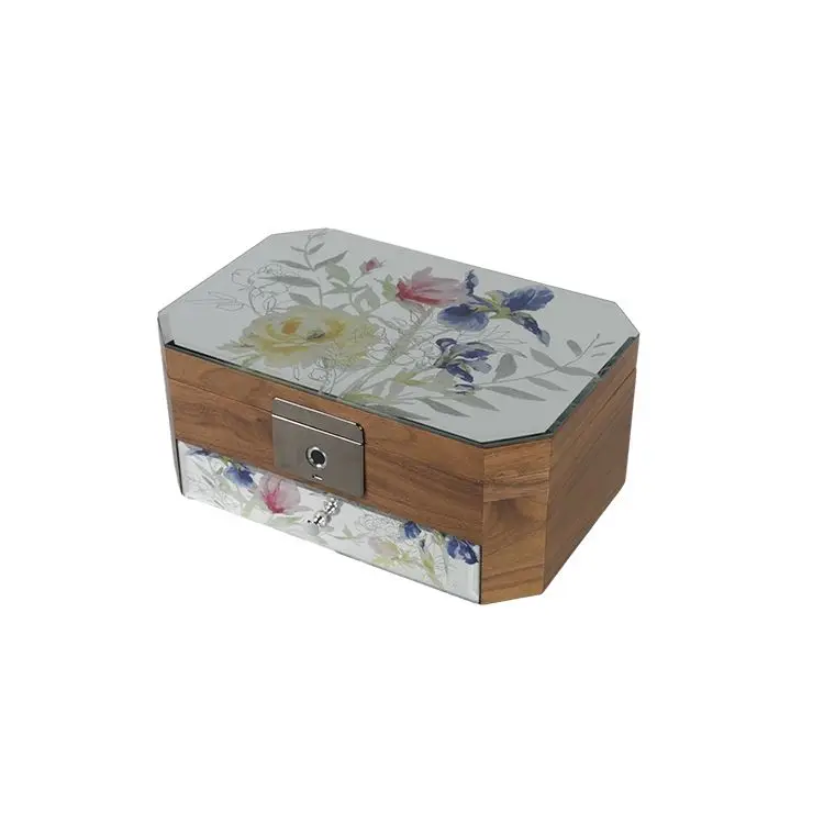 DS Customized Wooden Jewelry Box Luxury Wood Storage Case with Fingerprint Lock