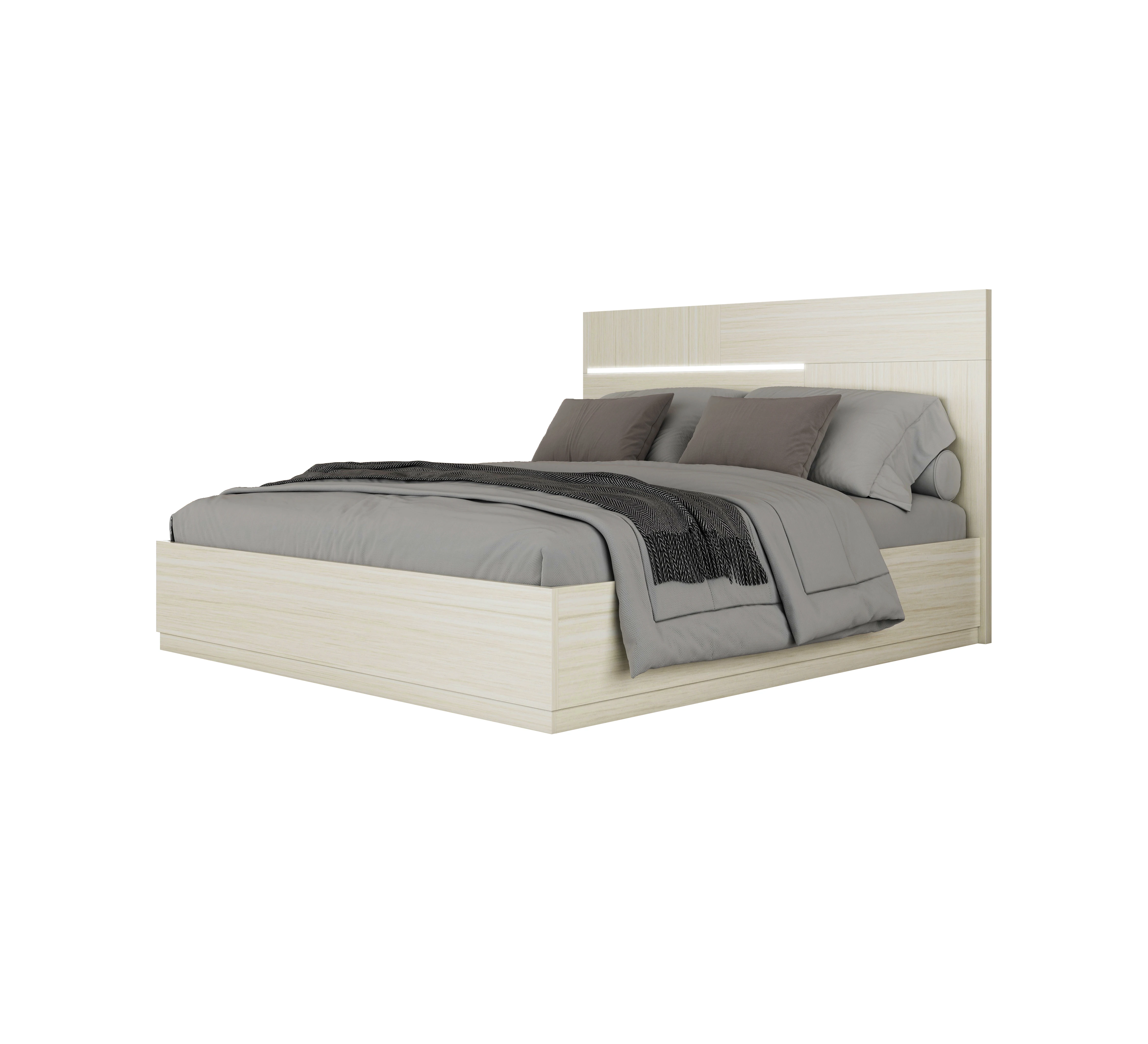 NOVA Minimalist 5 Pieces Melamine Bedroom Sets Led Light Headboard King Bed Room Suite Furniture Minimal Queen Size Double Beds