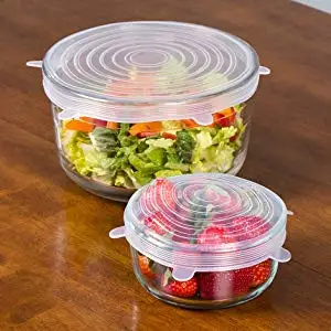 8-pack food grade environmentally friendly reusable silicone stretch cover food seal lid bowl with flexible food wrapper