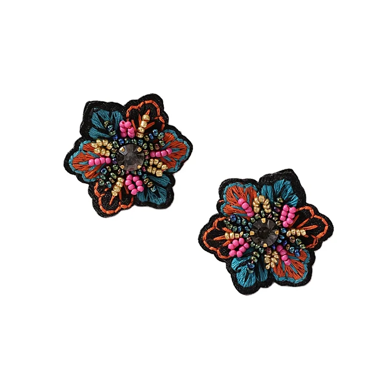 Jewelry Suppliers Selling Handmade Embroidered Stud Earrings Acrylic Floral Stud Earrings Jewelry