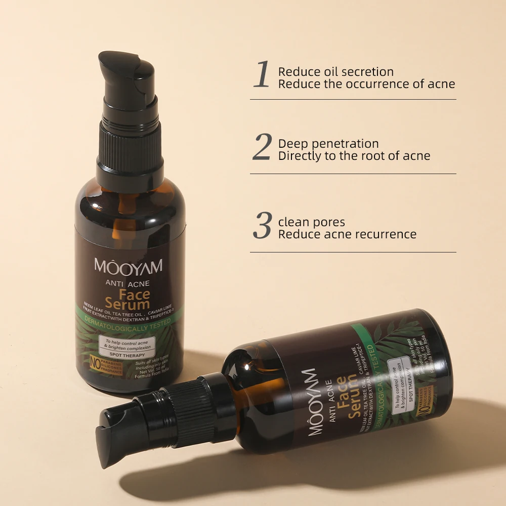 Facial Serum Lighten Old and New Acne Marks Relieve Redness Swelling and Acne Balancing oils 50ml MOOYAM Anti Acne Face Serum