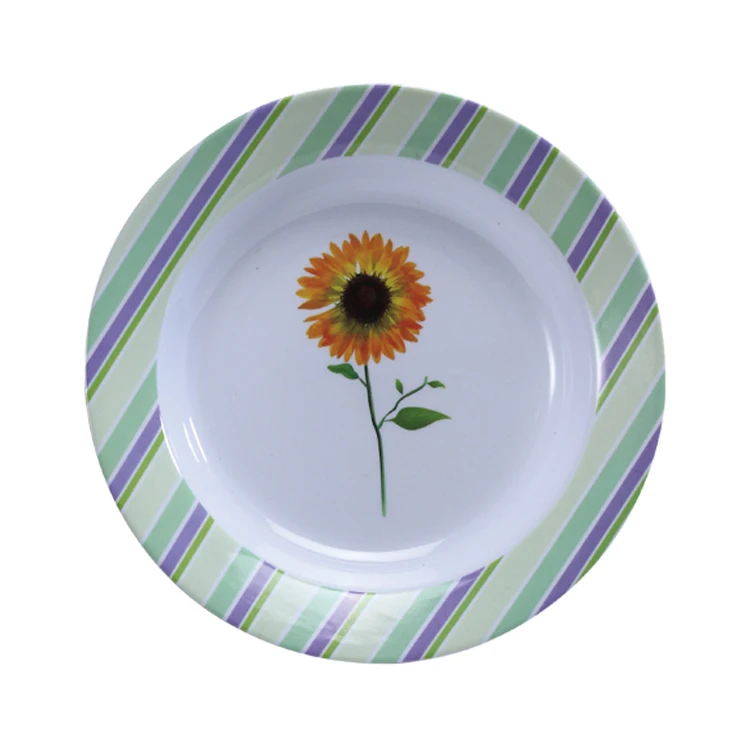 Пластиковая безопасная обеденная тарелка из меламина в форме листа банана, круглая тарелка