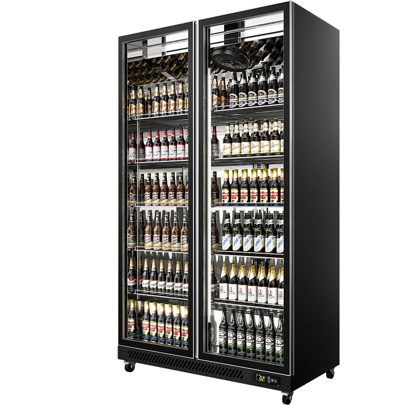 LW1250C большой емкости без запотевания черный белый цвет 800 л двухдверный пивной холодильник для морепродуктов завод