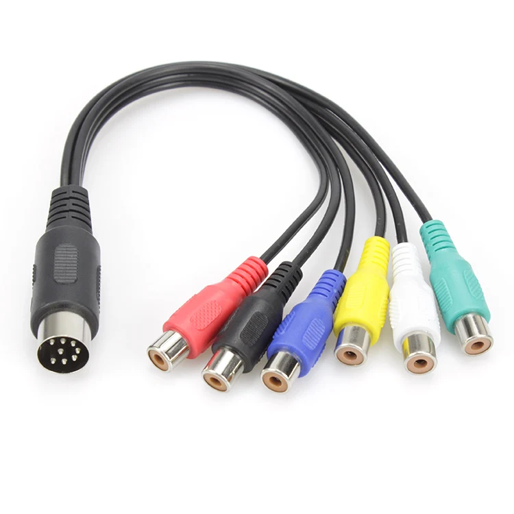8 pin din male to 6 RCA female plug audio cable