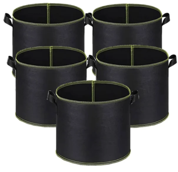 Non Woven Fabric Grow Bag Pots 5 Pack 3 5 7 10 15 20 Gallon Fabric Garden Pots