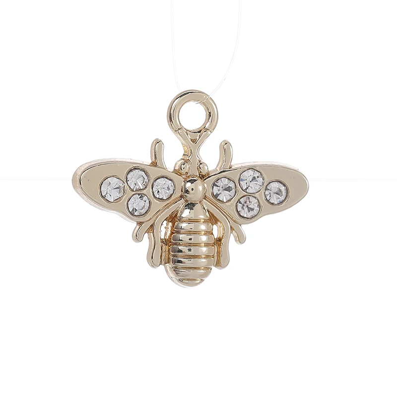 New Design Bee Shape Inlaid Crystal Charm Pendant Cute Animal Gold Plated Pendant For Necklace