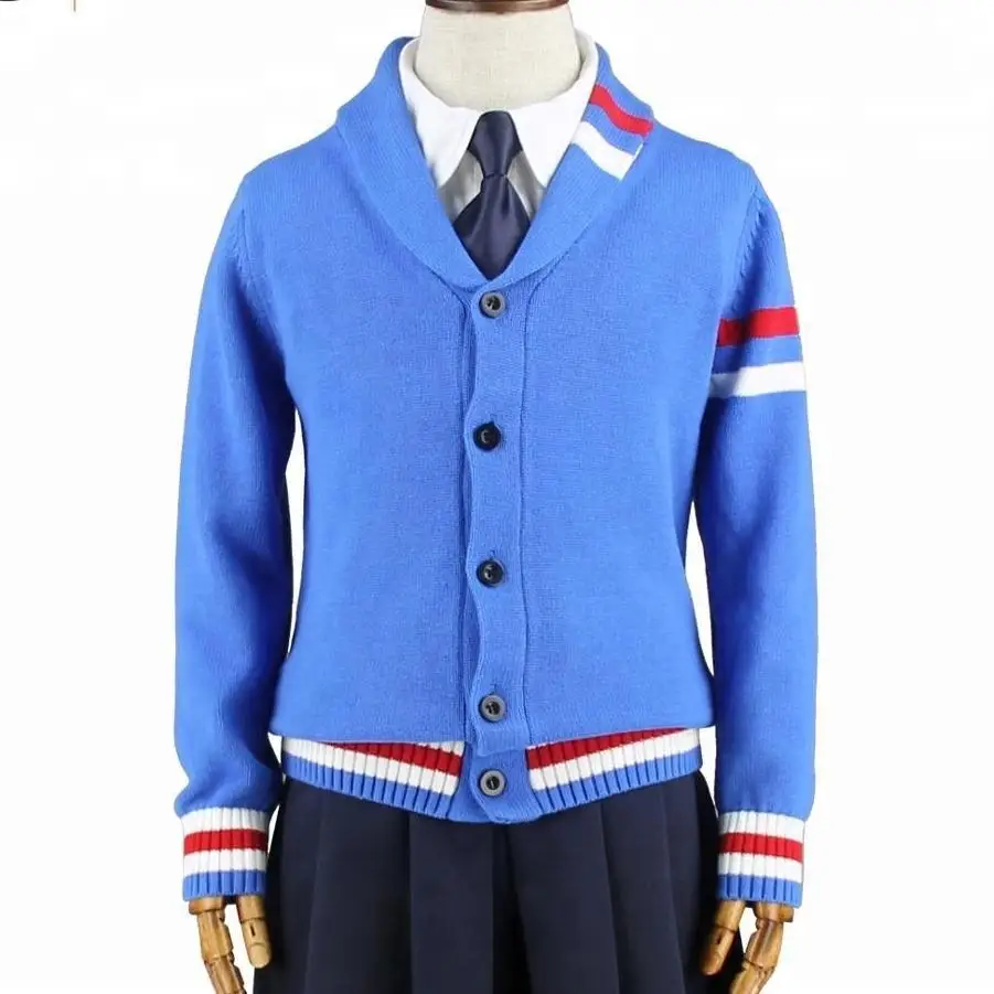 Best sale  cheap custom student 3-18Y children navy kids school v-neck uniform sweater