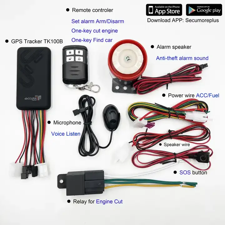 Real-time GSM Long Battery Life gt06N Car gps Tracker Full Set with SOS/MIC/ACC Ignition Detection