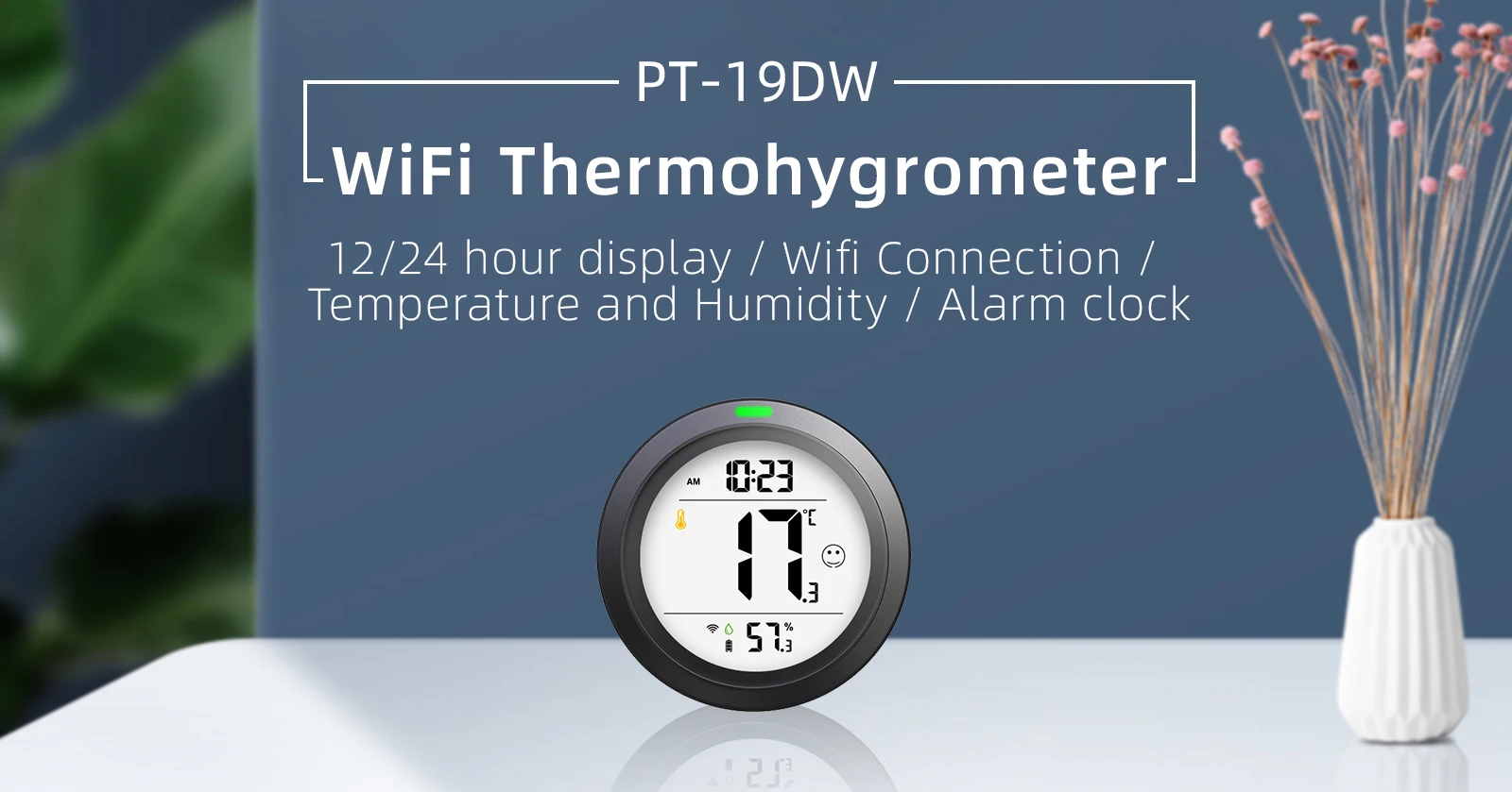PT19DW High Sensitive Dark Grey with WIFI Temp- humidity monition for home Digital Thermometer