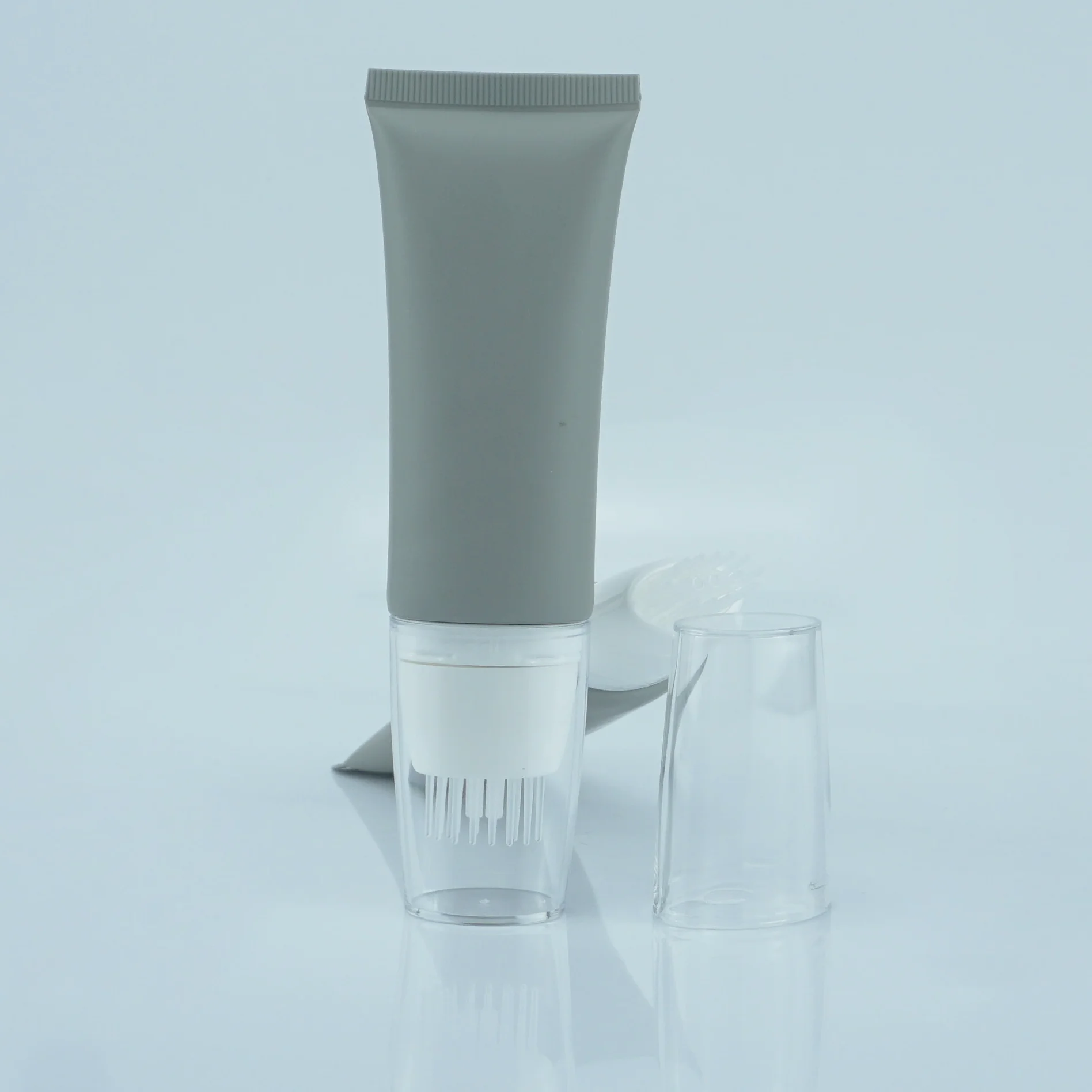 Empty Scalp Skin Care Cream Tube Packaging Silicone Brush Applicator With Head Massage Applicator