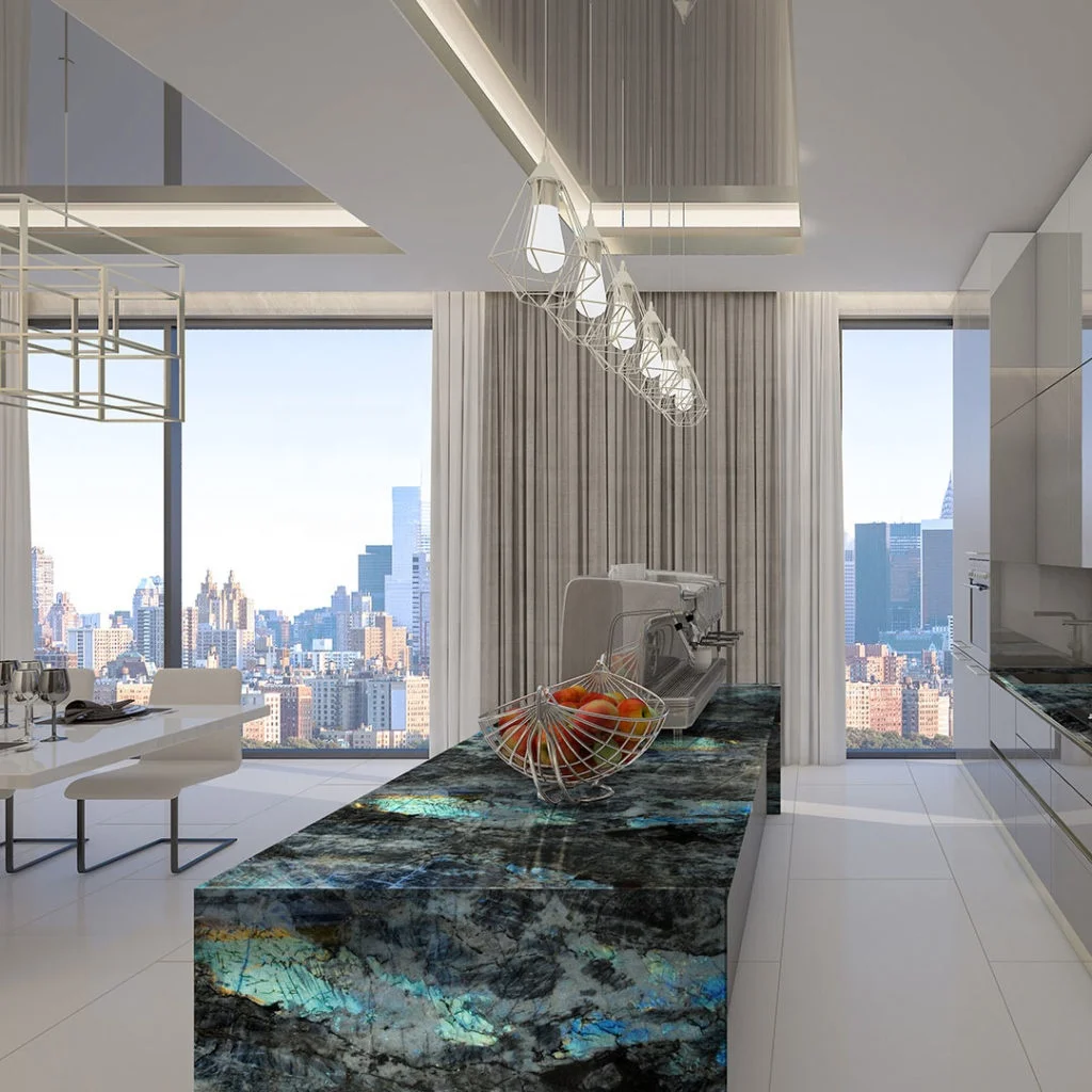 BOTON STONE Natural Stone Luxury Lemurian Slabs Kitchen Countertop Labradorite Blue Granite Table Top