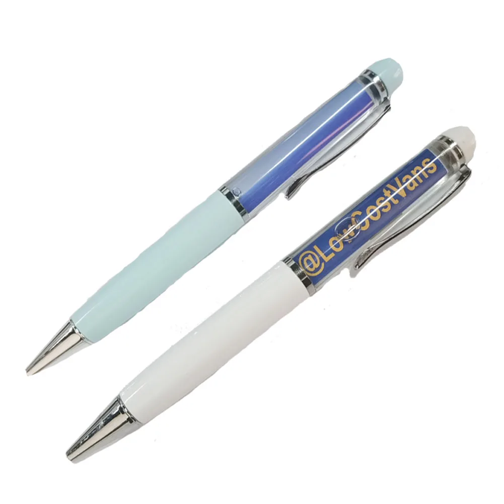 Novelty Aircraft Carrier Van Plane Vessel Floating Custom Logo Empty Upside Down Glitter Promotion Floating Pens For Branding