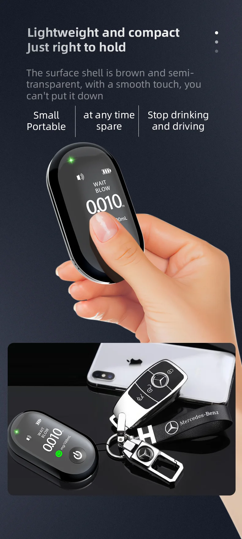 2022 Wholesale  OEM ODM Alcohol Meter Tester Breathalyzer Alcoholtester LCD Digital Breath Alcohol Tester Breathalyser