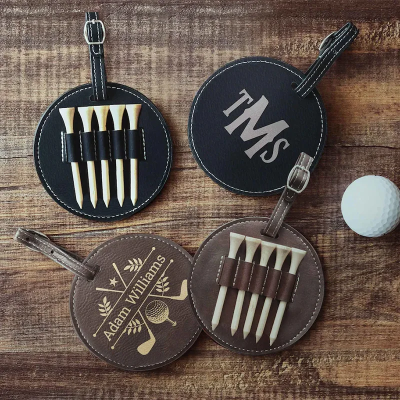 Factory Wholesales Custom Sublimation Blank Leather Golf Golf Tee Holder Bag Tag