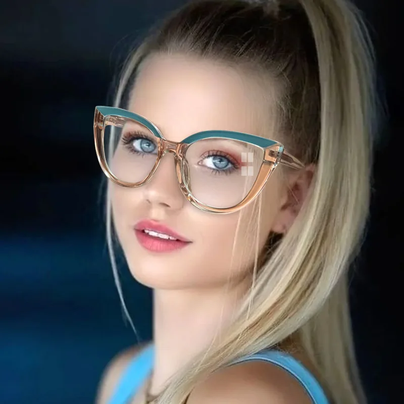 2023 Fashion retro anti-blue cat eye glasses for women can change myopia lenses