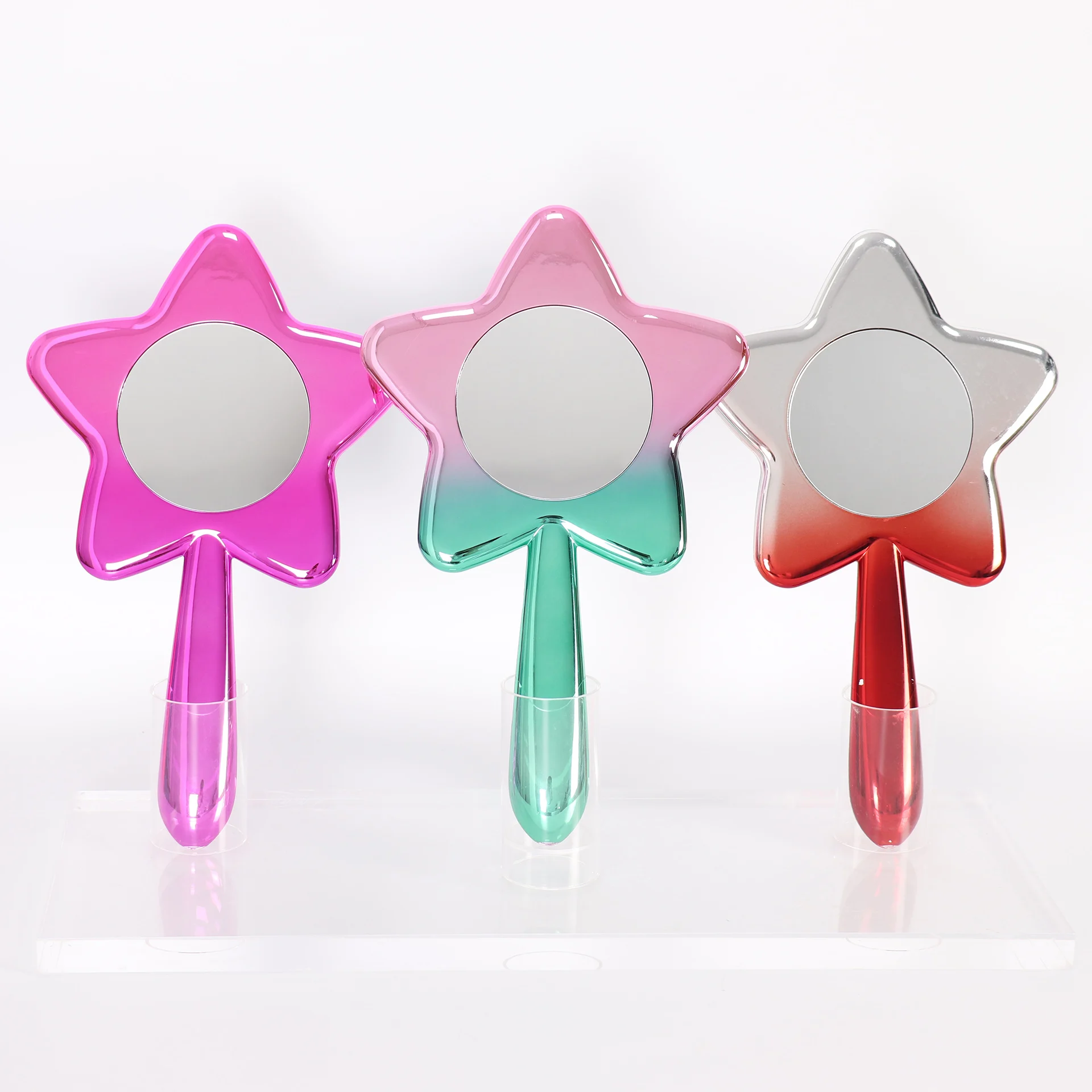 Creative Double-Sided 5X Magnify Glass Handheld Makeup Mirror Pentagram LED USB Charging Handle Wall Mount Daily Makeup Gift