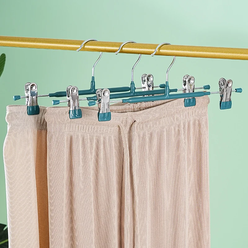 Factory wholesale PVC coated pants saving space hanger clips metal clips trouser hangers