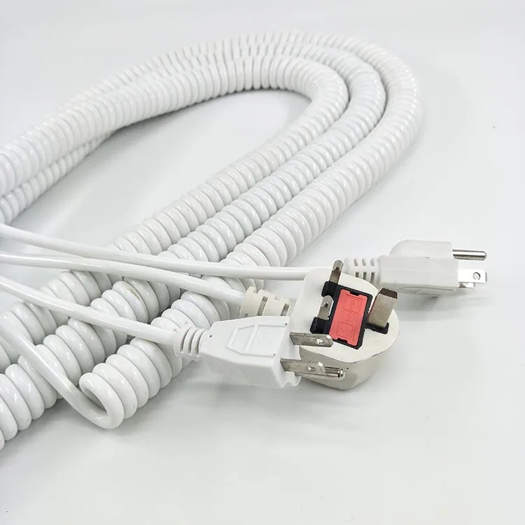 Plastic Injection UK Plug Electrical Wire Computer Spiral Power Cable Cord for Home Appliance