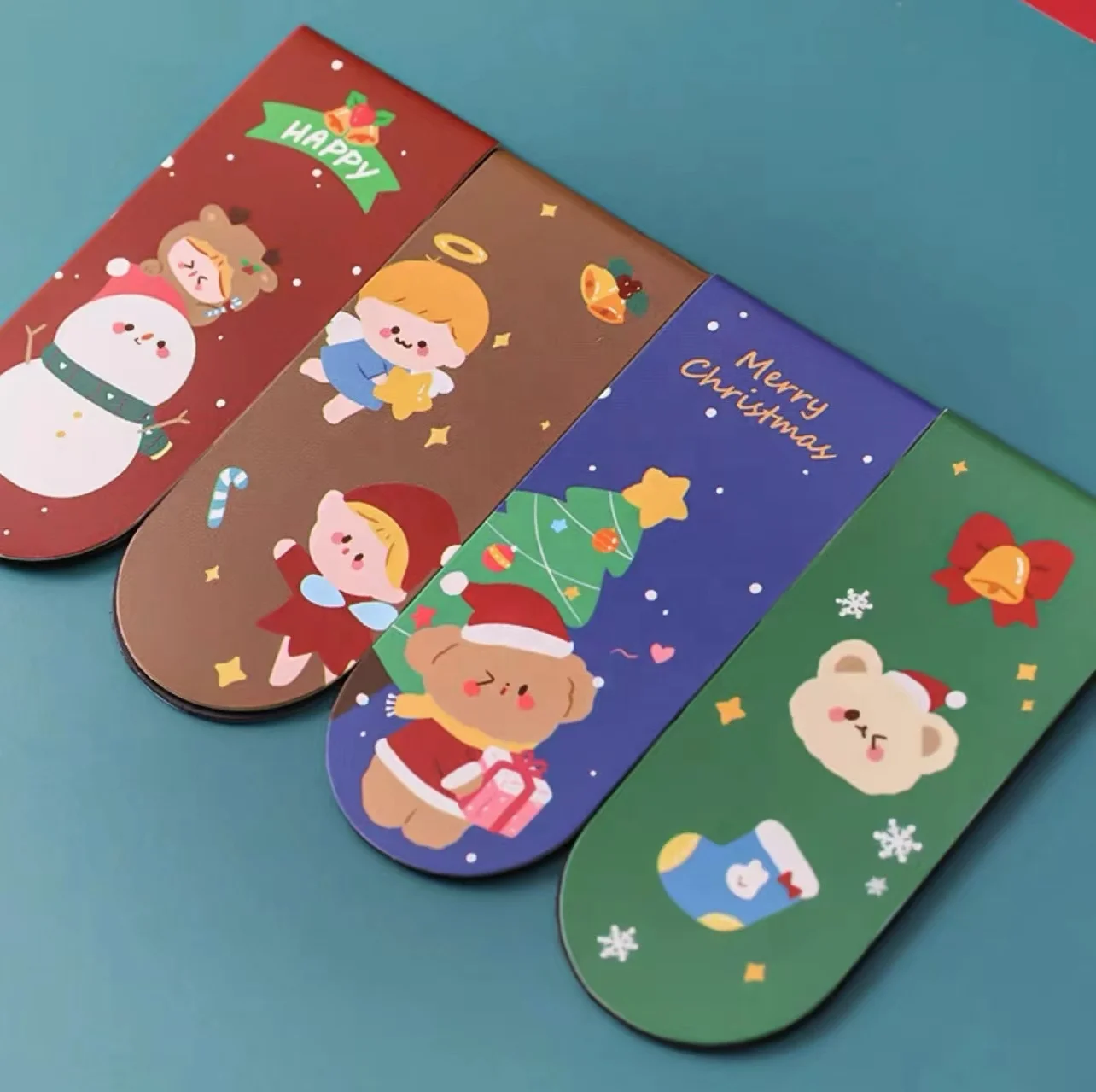 Cute design Merry Christmas Themed Magnet Page Markers Multi Patterns Magnetic Page clip Book Markers
