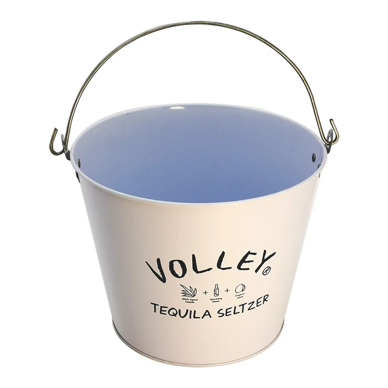 Outdoor Round Metal Beverage Tubs 5L Stainless Steel Galvanized Ice  Buckets with Handle for Beer and Drinks