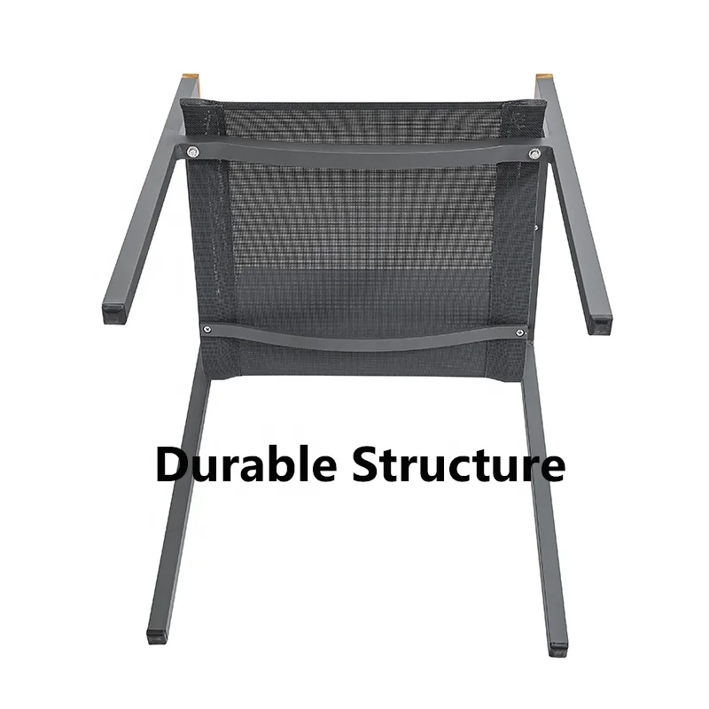 Modern Restaurant Furniture Stackable Grey Aluminum Relax Outdoor Balcony Patio Teslin Dining Chairs