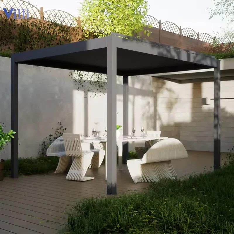 Hot Sale Garden Freestanding Electric Remote Control Auto Retractable Louver UV Protection Bioclimatic Aluminum Pergola