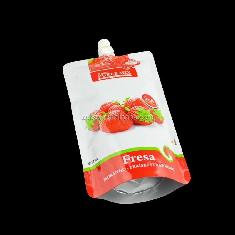 Moistureproof Grape Juice Tomato Juice 125ml Pouch Spout Nozzle Mylar Aluminium Metalized Flexo Gravure Embossing Packaging Bag
