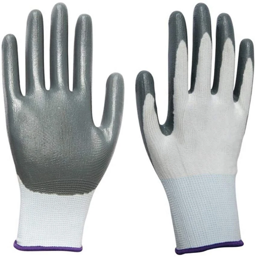 SLG-A-003C  China hot selling high quality low prices cheap Nitrile coated nylon safe safety work working gloves