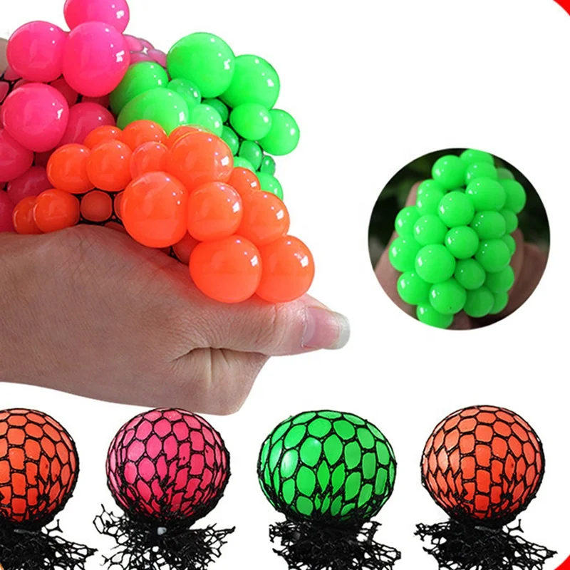 5cm 6cm Mesh Squishy Balls Stress Relief Squeeze Grape Balls Relieve Pressure Balls for Adults Gifts Promotional Toy Rubber