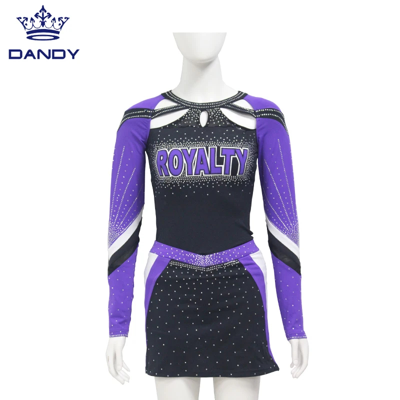 Custom cheerleading dance costume high quality AB crystal youth cheerleading uniform