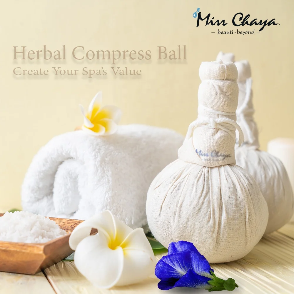  Травяной горячий компрессионный шар MISS CHAYA из хорошей ткани тайская трава зингибер куркума бергамот белое спа-оборудование товар