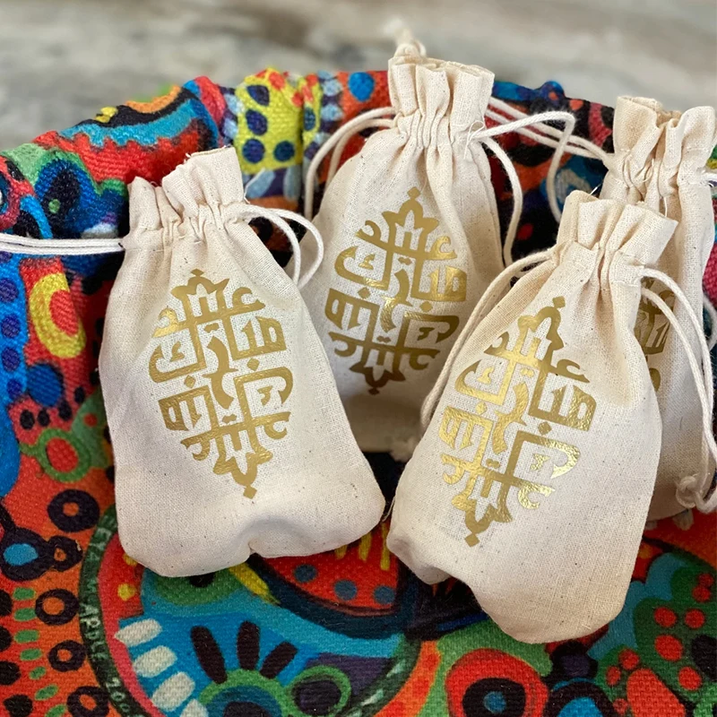 Personalised Eid Mubarak Eidi Money Wallet Drawstring Gift Bag Present Jute drawstring pouch Ramadan Boy Girl Bag