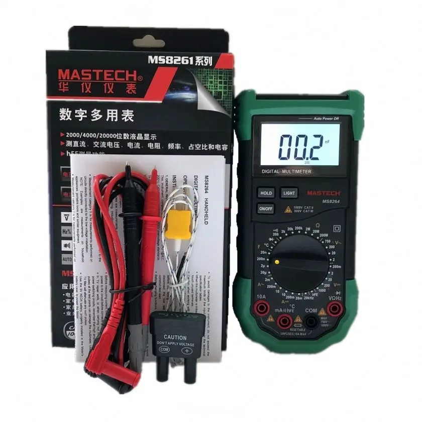 Mastech MS8264 Auto Range Digital Multimeter Full Protection AC/DC Ammeter Voltmeter Ohm Frequency Electrical Tester Diode Test