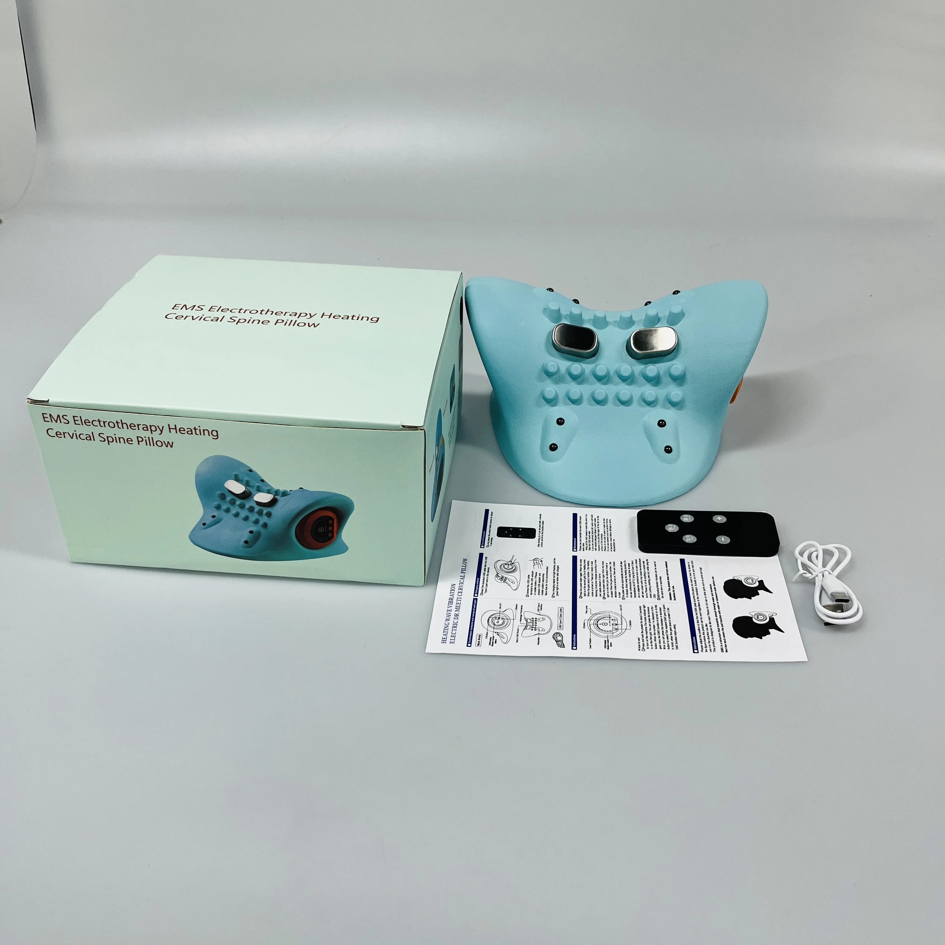 Cordless Electric Massage Pillow Cervical Traction Device Rechargeable Neck Shoulder Massager with Heat for Legs,Back