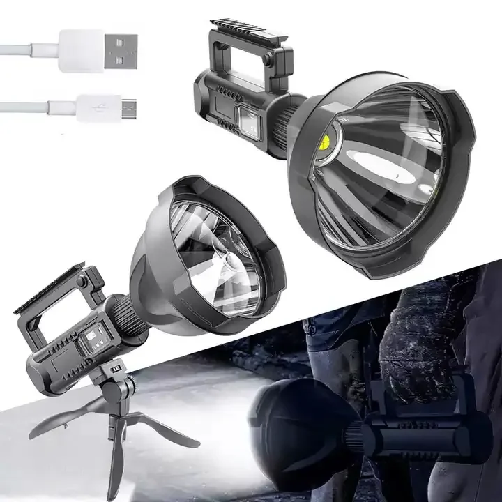 Xhp70 Super Bright Led Rechargeable Big Head Searchlight Handheld Flashlight Work Light Spotlight Floodling 40w Torch Lantern