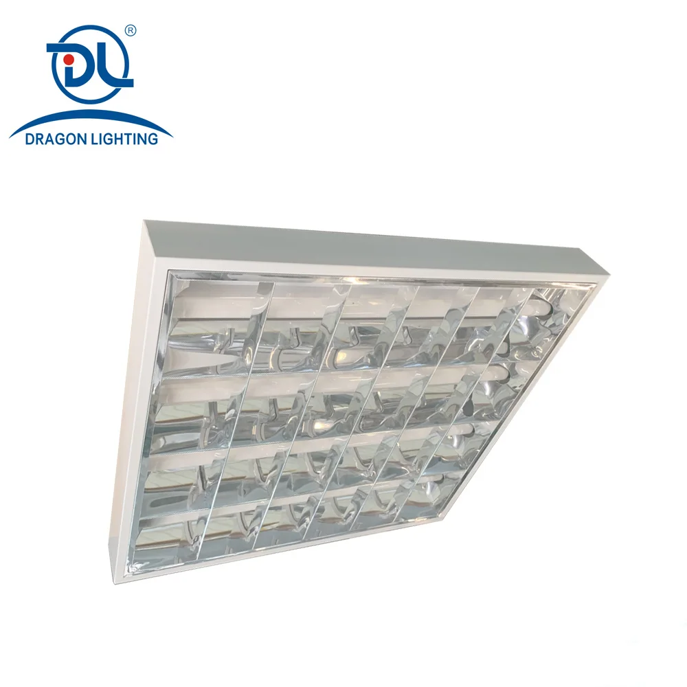 4X8W Recessed Louver Type Troffer Fixture Office T8 Led Grille Fluorescent Light Fixture